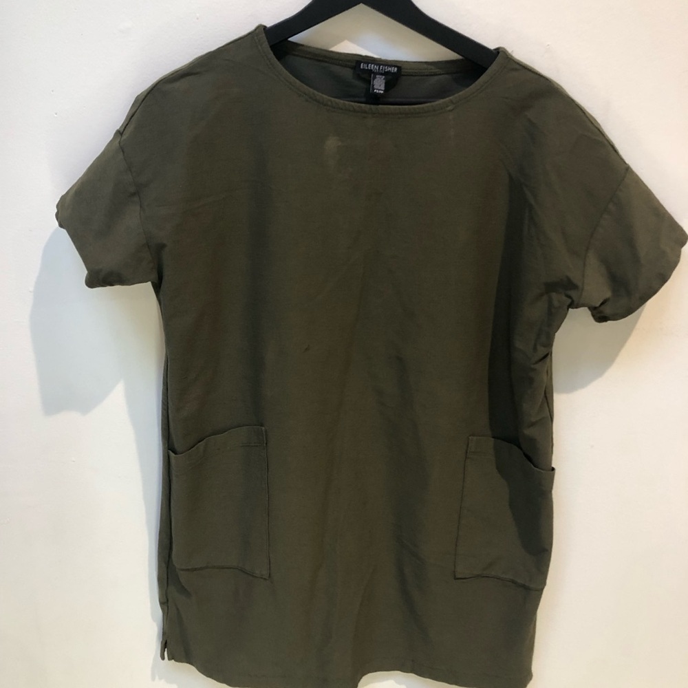 Elileen fisher Olive Green T-Shirt with Pockets